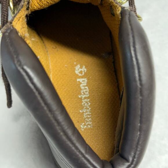 Timberland‎ Field Boots Kids 3.5 Brown Leather Hiking Winter Lace Up Lug Sole - Picture 12 of 14